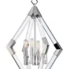 Casa Padrino Luxus Hängeleuchte Silber 43,8 x 43,8 x H. 61 cm - Pendelleuchte mit Acryl-Diamantrahmen und Metallakzenten