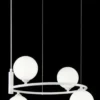 Casa Padrino Luxus Hängeleuchte Weiß / Weiß Ø 39 x H. 28 cm - Moderne höhenverstellbare Metall Hängelampe mit runden Glas Lampenschirmen