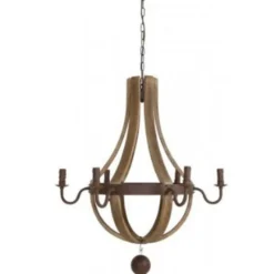 Casa Padrino Luxus Hängeleuchte im Industriedesign Braun 88 cm - Massive Deckenleuchte aus Holz und Metall