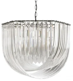 Casa Padrino Luxus Hängeleuchte – Exklusive Pendelleuchte in Nickel mit Acryl – Ø 65 / 75 cm – Höhe 55 cm