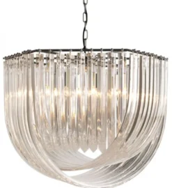 Casa Padrino Luxus Hängeleuchte – Exklusive Pendelleuchte in Nickel mit Acryl – Ø 65 / 75 cm – Höhe 55 cm