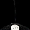 Casa Padrino Luxus Hängeleuchte Schwarz / Weiß Ø 52 x H. 24 cm - Höhenverstellbare Metall Pendelleuchte mit Glas Lampenschirm