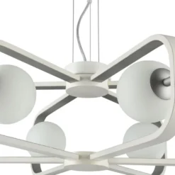 Casa Padrino Luxus Hängeleuchte Weiß / Silber Ø 65 x H. 20 cm - Luxus Kollektion