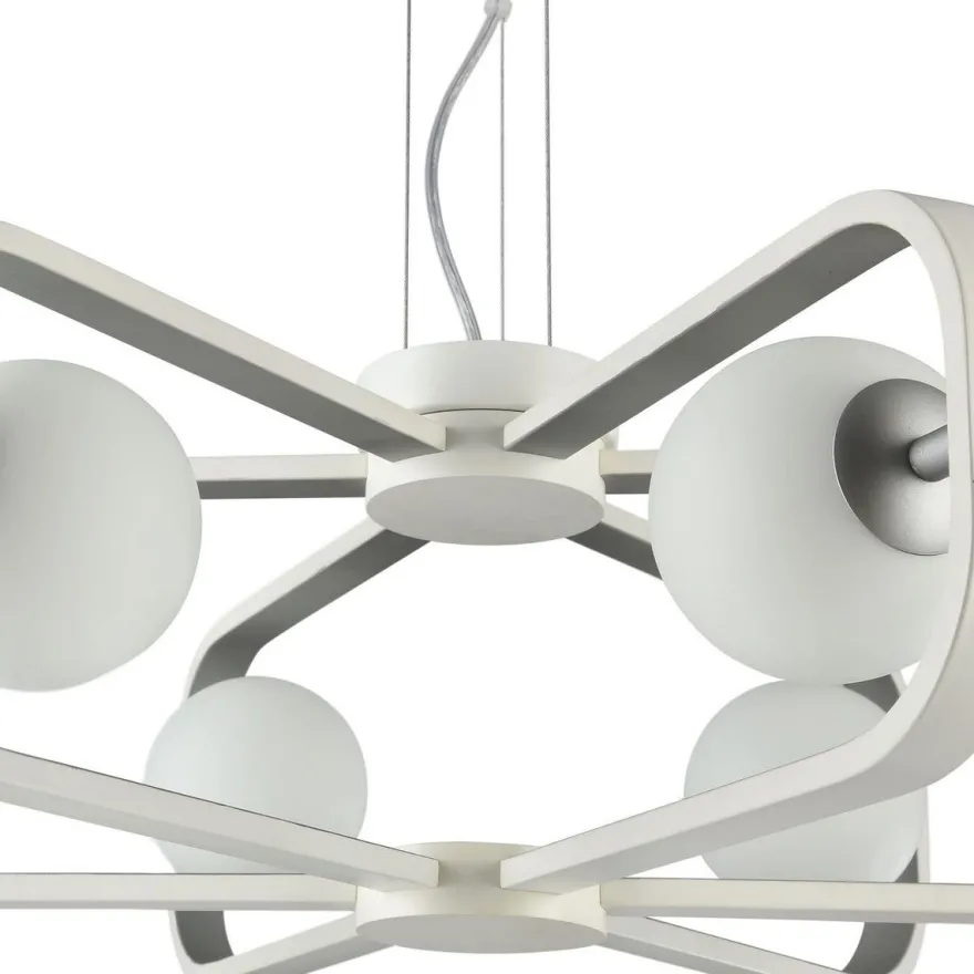 Casa Padrino Luxus Hängeleuchte Weiß / Silber Ø 65 x H. 20 cm - Luxus Kollektion
