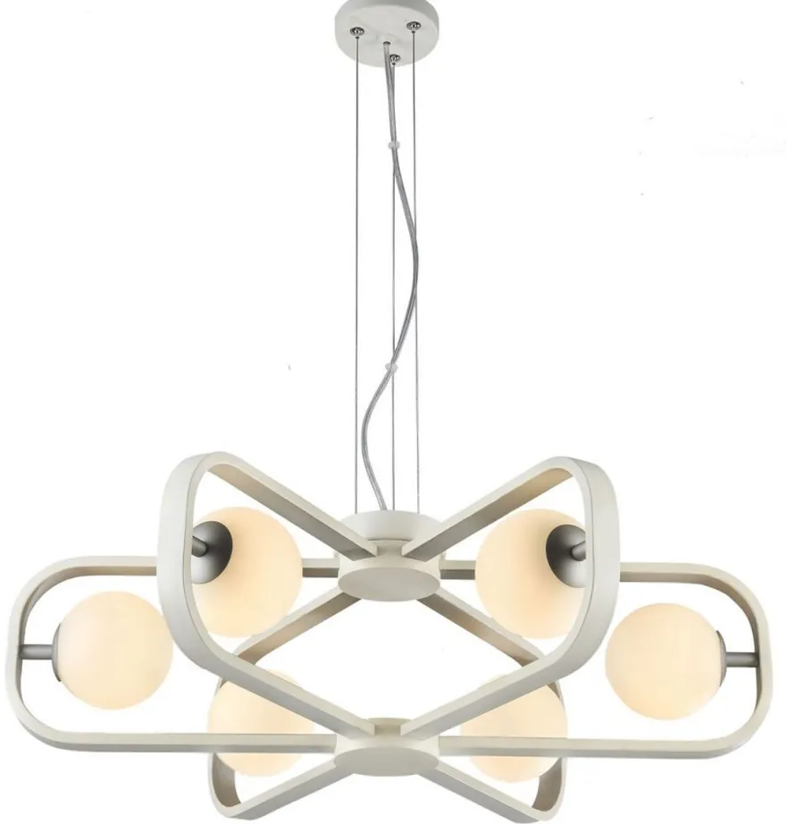 Casa Padrino Luxus Hängeleuchte Weiß / Silber Ø 65 x H. 20 cm - Luxus Kollektion