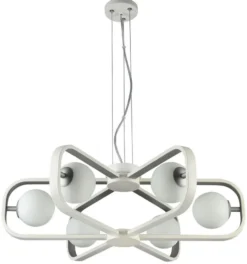 Casa Padrino Luxus Hängeleuchte Weiß / Silber Ø 65 x H. 20 cm - Luxus Kollektion