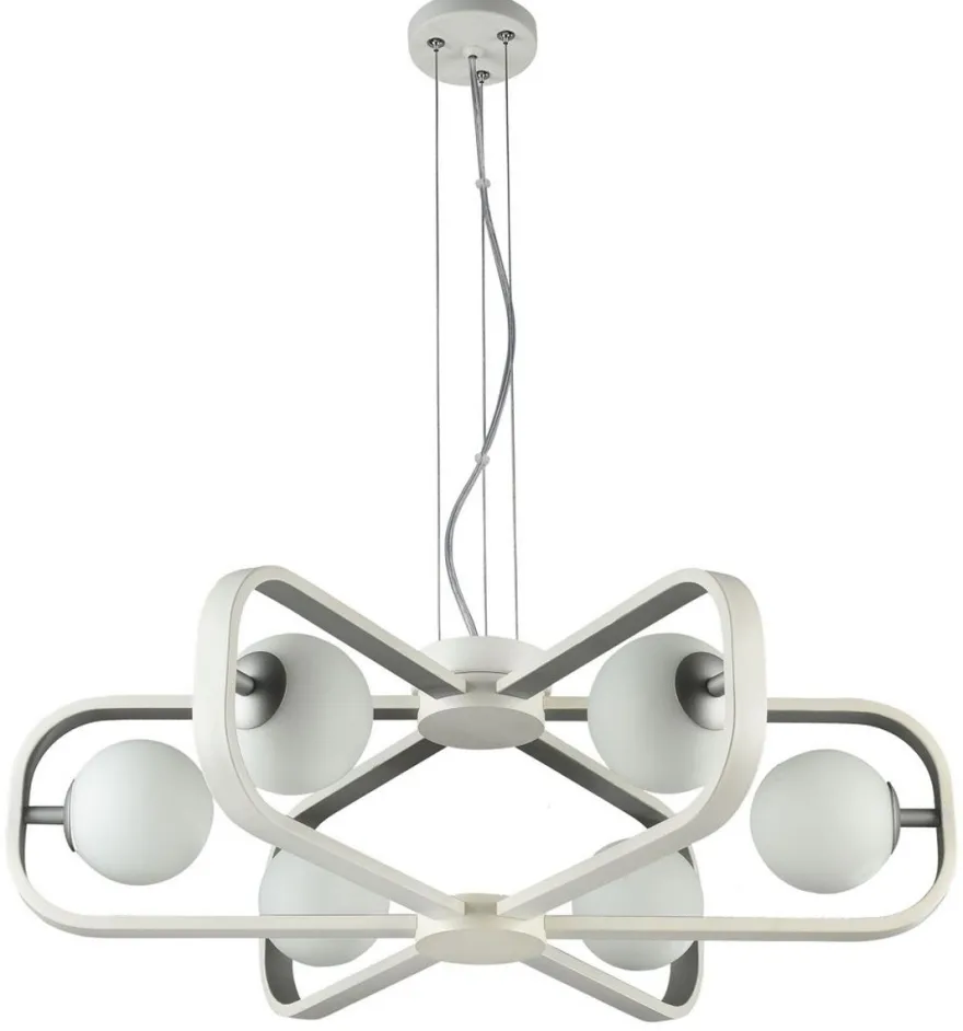 Casa Padrino Luxus Hängeleuchte Weiß / Silber Ø 65 x H. 20 cm - Luxus Kollektion