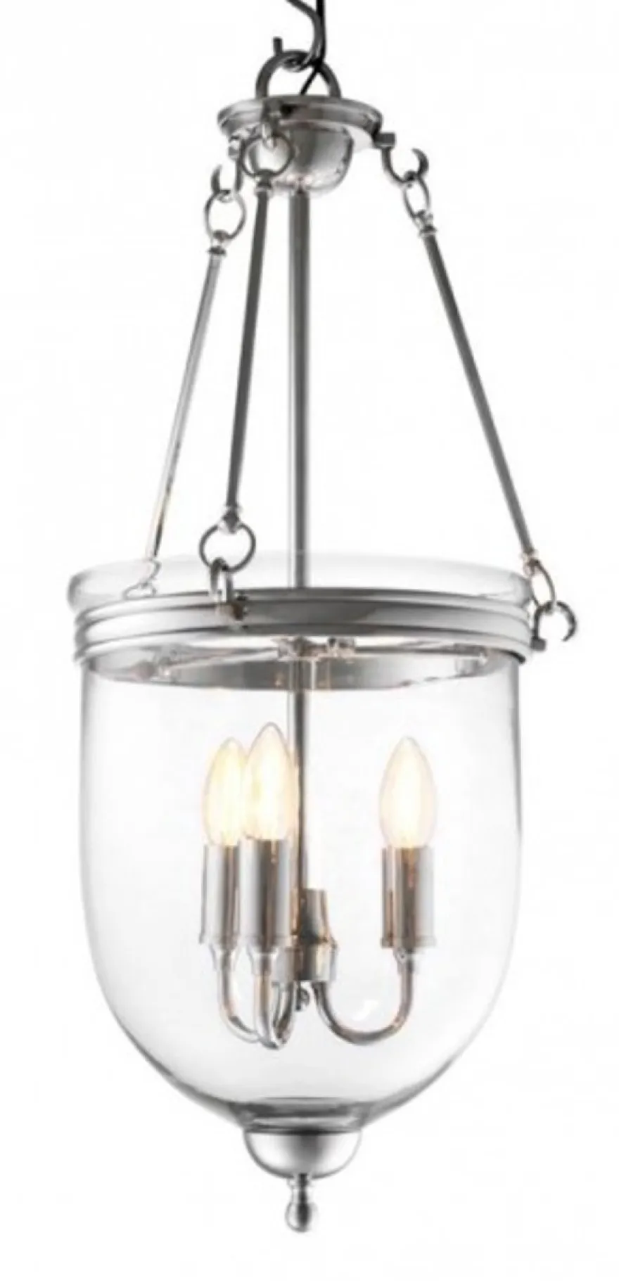 Casa Padrino Luxus Hängeleuchte im Barock Stil - Nickel, Durchmesser 32 x H 70 cm