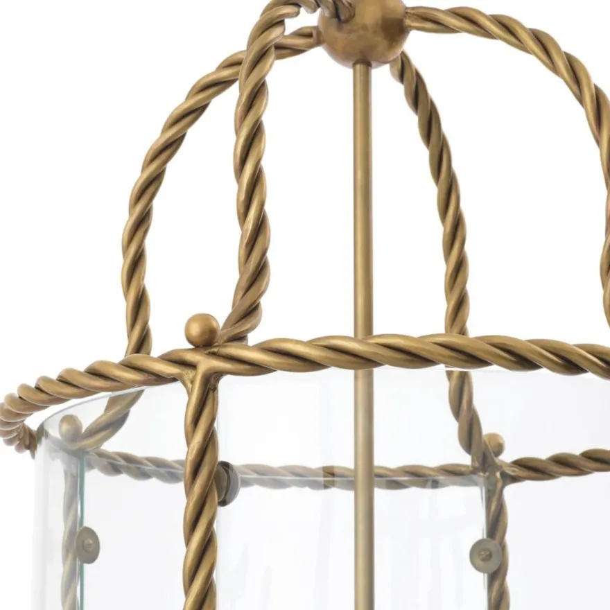 Casa Padrino Luxus Hängeleuchte Vintage Messing / Weiß H. 72,5 cm - Luxus Qualität