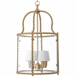 Casa Padrino Luxus Hängeleuchte Vintage Messing / Weiß H. 72,5 cm - Luxus Qualität