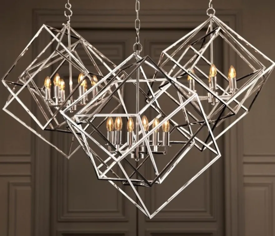 Casa Padrino Luxus Hängeleuchte für Hotel & Restaurant, Nickel, 70,5 x 70,5 x 78 cm