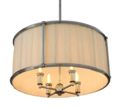 Casa Padrino Luxus Hängeleuchte im Barock Stil, Nickel, Durchmesser 52 cm x Höhe 73,5 cm