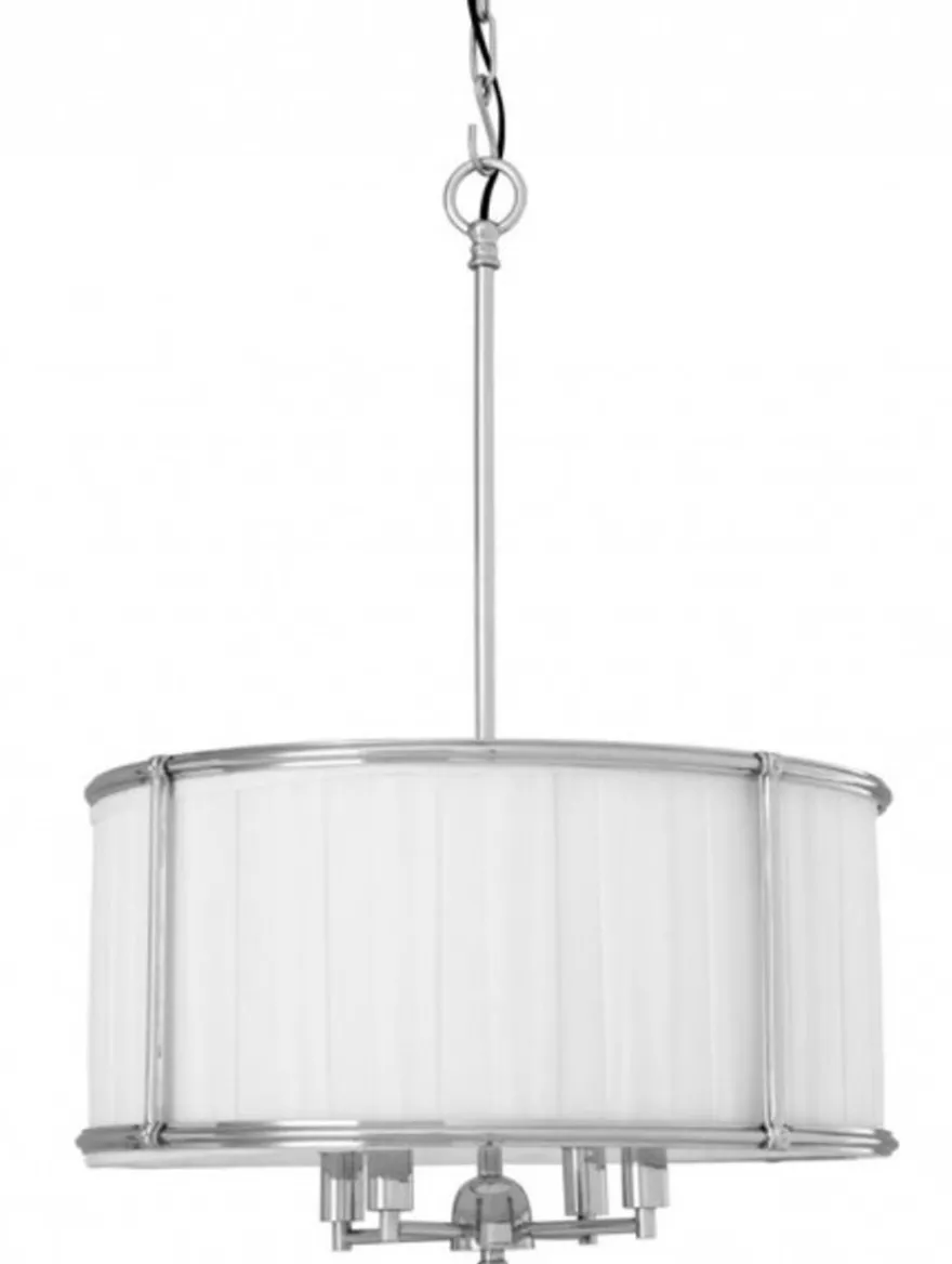 Casa Padrino Luxus Hängeleuchte im Barock Stil, Nickel, Durchmesser 52 cm x Höhe 73,5 cm