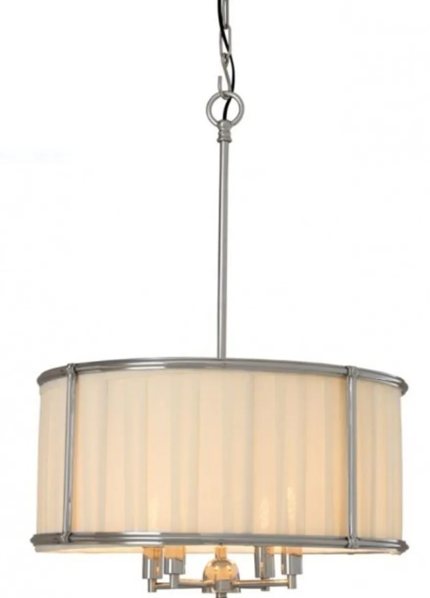 Casa Padrino Luxus Hängeleuchte im Barock Stil, Nickel, Durchmesser 52 cm x Höhe 73,5 cm