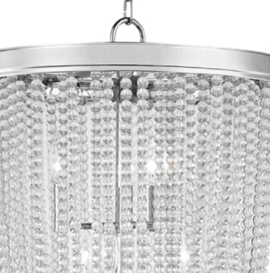 Casa Padrino Luxus Hängeleuchte Silber Ø 46,4 x H. 70,5 cm - Runde Pendelleuchte mit Kristallglas