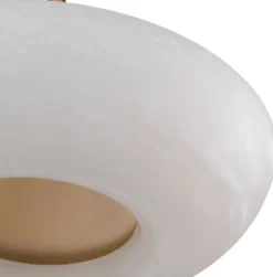 Casa Padrino Luxus Hängeleuchte Alabaster / Antik Messing Ø 60 x H. 15 cm - Metall Hängelampe mit rundem Alabaster Lampenschirm - Wohnzimmer Hängeleuchte - Luxus Leuchten - Luxus Qualität