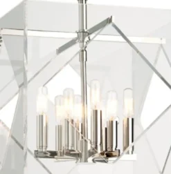 Casa Padrino Luxus Hängeleuchte Silber 40,7 x 40,7 x H. 54,6 cm - Pendelleuchte in Würfelform