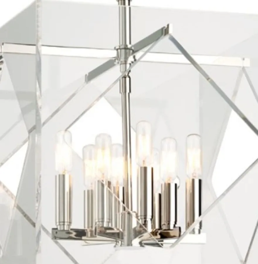 Casa Padrino Luxus Hängeleuchte Silber 40,7 x 40,7 x H. 54,6 cm - Pendelleuchte in Würfelform