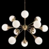 Casa Padrino Luxus Hängeleuchte Messingfarben / Weiß Ø 102 x H. 64 cm - Sputnik Pendelleuchte mit 12 Glaskugeln