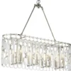 Casa Padrino Luxus Hängeleuchte Silber 92 x 26 x H. 80 cm - Länglicher Esstisch Lüster mit Glasgliedern