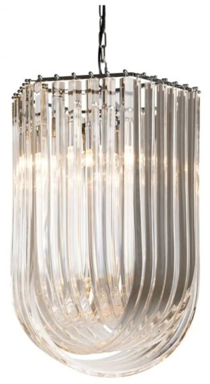 Casa Padrino Luxus Hängeleuchte Restaurant Hotel Beleuchtung Nickel, Durchmesser 44 / 51 cm, Höhe 70 cm