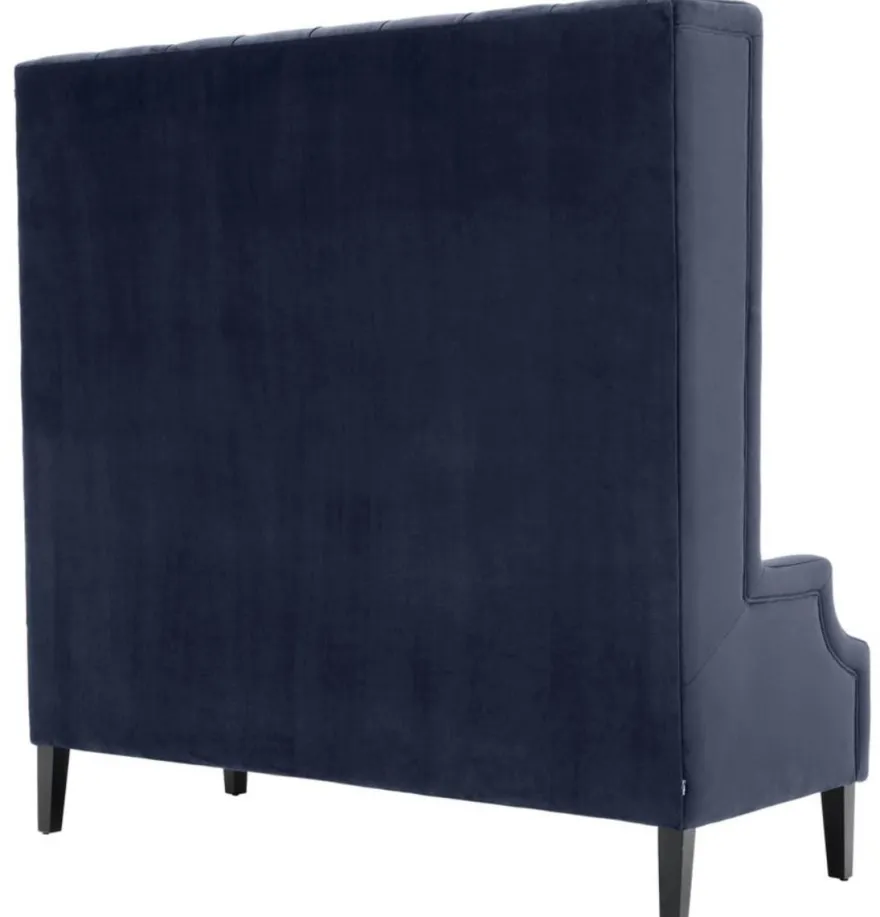 Casa Padrino Luxus Hochlehnsofa Mitternachtsblau / Schwarz 160 x 68 x H. 160 cm - Luxus Chesterfield Samtsofa