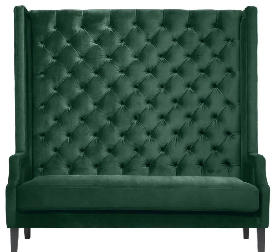 Casa Padrino Luxus Hochlehnsofa Dunkelgrün / Schwarz 160 x 68 x H. 160 cm - Chesterfield Samtsofa - Chesterfield Möbel