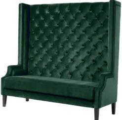 Casa Padrino Luxus Hochlehnsofa Dunkelgrün / Schwarz 160 x 68 x H. 160 cm - Chesterfield Samtsofa - Chesterfield Möbel