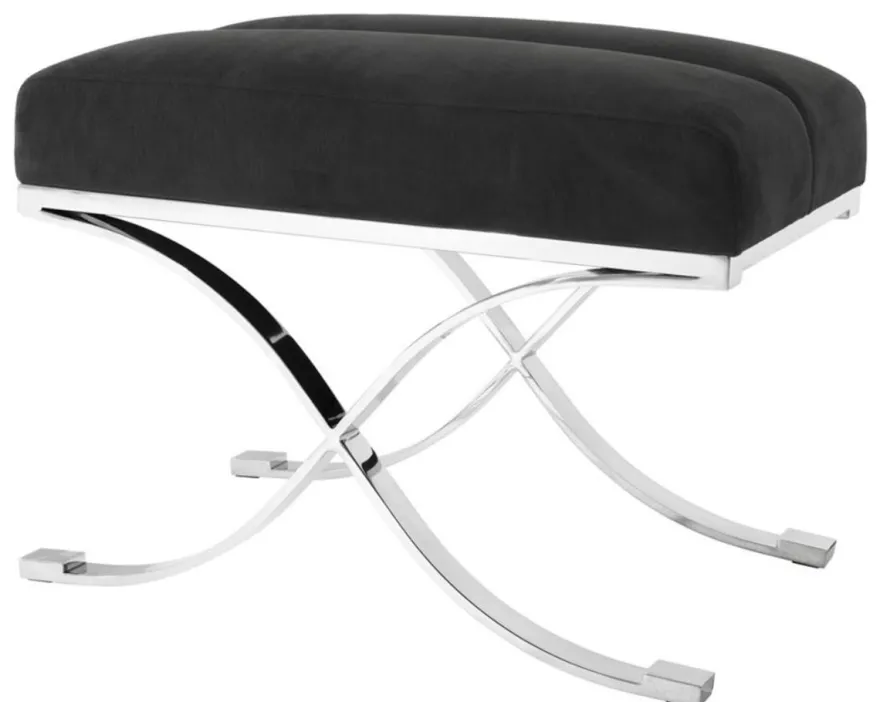 Casa Padrino Luxus Hocker Anthrazitgrau 69 x 42 x H. 51 cm - Designermöbel