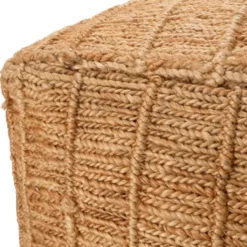 Casa Padrino Luxus Hocker aus Natur Jute 60 x 60 x H. 40 cm - Wohnzimmer Sitzhocker - Luxus Möbel