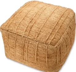 Casa Padrino Luxus Hocker aus Natur Jute 60 x 60 x H. 40 cm - Wohnzimmer Sitzhocker - Luxus Möbel