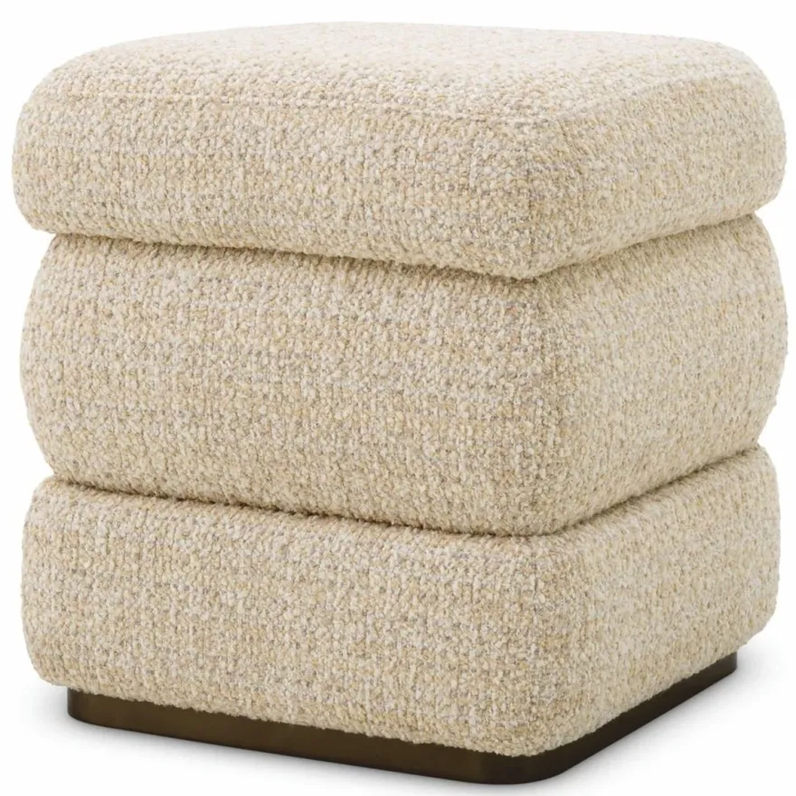 Casa Padrino Luxus Hocker Beige / Bronze H. 52 cm - Luxus Hotel Möbel