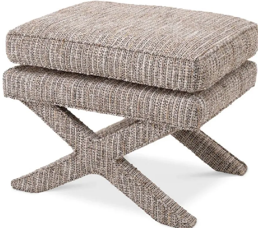 Casa Padrino Luxus Hocker Beige - Rechteckiger Sitzhocker - Kreuzhocker - Luxus Möbel