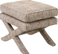 Casa Padrino Luxus Hocker Beige - Rechteckiger Sitzhocker - Kreuzhocker - Luxus Möbel