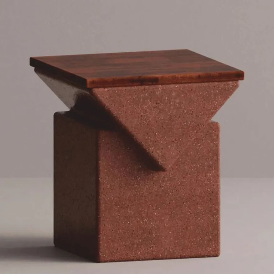 Casa Padrino Luxus Hocker Braun / Dunkelbraun H. 50 cm - Beton Garten Möbel