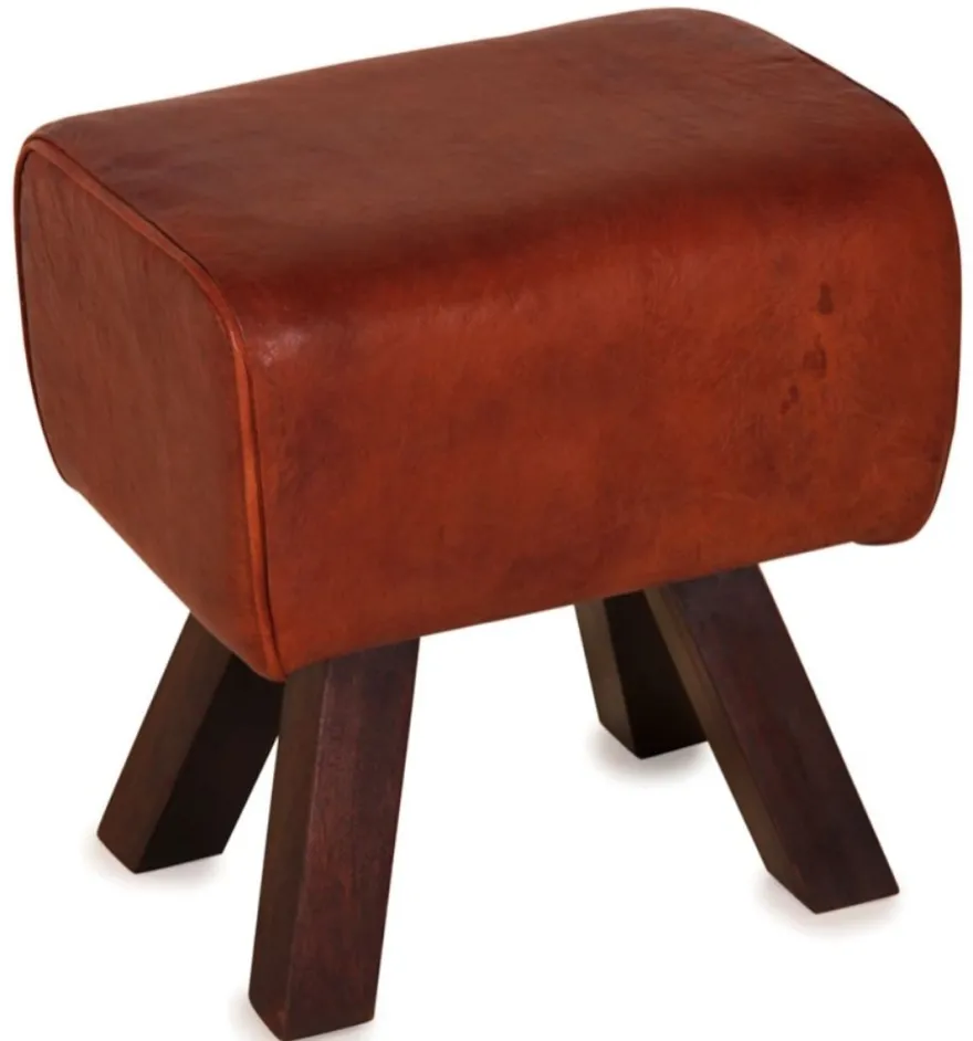 Casa Padrino Luxus Hocker Braun / Dunkelbraun 44 x 32 x H. 45 cm - Sitzhocker in Turnbock Optik