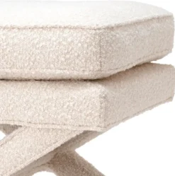 Casa Padrino Luxus Hocker Creme - Rechteckiger Sitzhocker - Kreuzhocker - Luxus Möbel