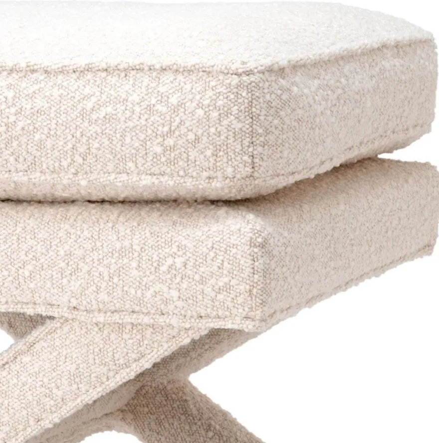 Casa Padrino Luxus Hocker Creme - Rechteckiger Sitzhocker - Kreuzhocker - Luxus Möbel