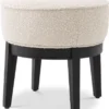Casa Padrino Luxus Hocker Cremefarben / Schwarz Ø 45,5 x H. 47 cm - Runder Wohnzimmer Sitzhocker - Moderner Rundhocker - Luxus Möbel