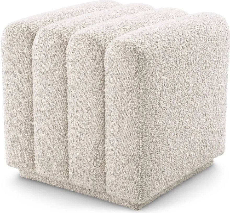 Casa Padrino Luxus Hocker Cremefarben 47 x 46 x H. 46 cm - Gepolsterter Wohnzimmer Sitzhocker - Luxus Möbel