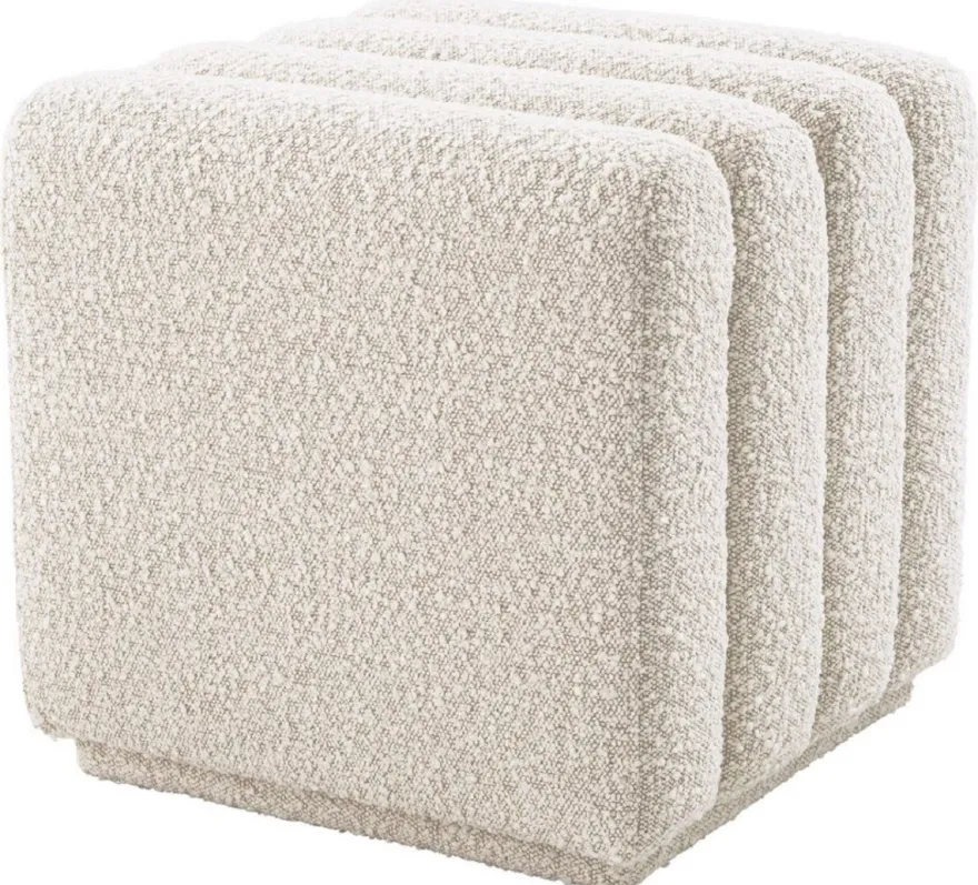 Casa Padrino Luxus Hocker Cremefarben 47 x 46 x H. 46 cm - Gepolsterter Wohnzimmer Sitzhocker - Luxus Möbel