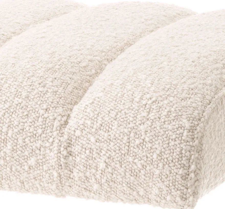 Casa Padrino Luxus Hocker Creme / Messing 62 x 46 x H. 45 cm - Gepolsterter Sitzhocker mit Edelstahl Gestell - Luxus Wohnzimmer & Hotel Möbel - Luxus Qualität
