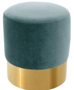 Casa Padrino Luxus Hocker Dunkeltürkis / Gold Ø 40 x H. 45 cm - Hotel Möbel