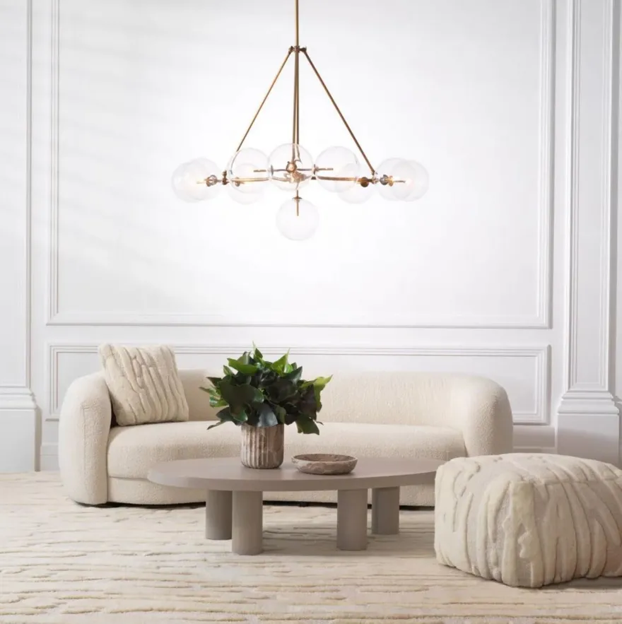 Casa Padrino Luxus Hocker Elfenbein 60 x 60 x H. 40 cm - Quadratischer Wohnzimmer Sitzhocker mit handgewebter Neuseelandwolle - Wohnzimmer Möbel - Luxus Möbel - Luxus Einrichtung