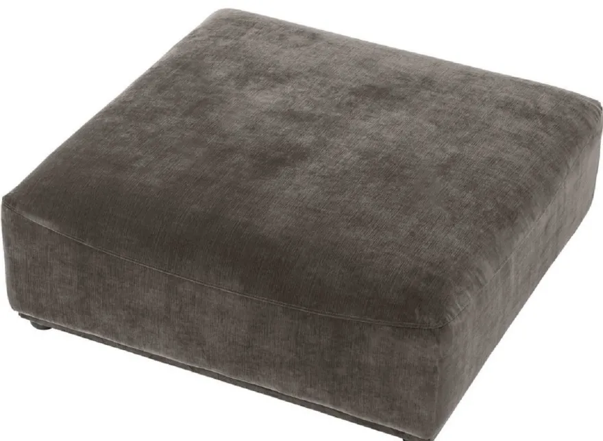Casa Padrino Luxus Hocker Grau / Schwarz 109 x 109 x H. 42 cm - 4 eckiger Sitzhocker - Luxus Möbel