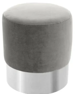 Casa Padrino Luxus Hocker Grau / Silber Ø 40 x H. 45 cm - Hotel Möbel