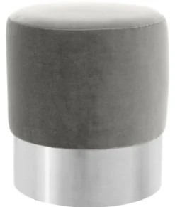 Casa Padrino Luxus Hocker Grau / Silber Ø 40 x H. 45 cm - Hotel Möbel