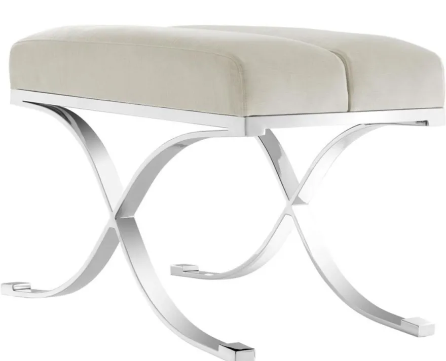 Casa Padrino Luxus Hocker Hellgrau 69 x 42 x H. 51 cm - Designermöbel