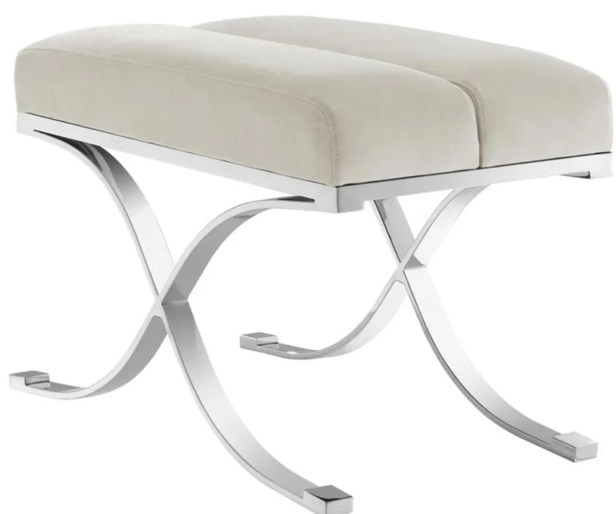 Casa Padrino Luxus Hocker Hellgrau 69 x 42 x H. 51 cm - Designermöbel