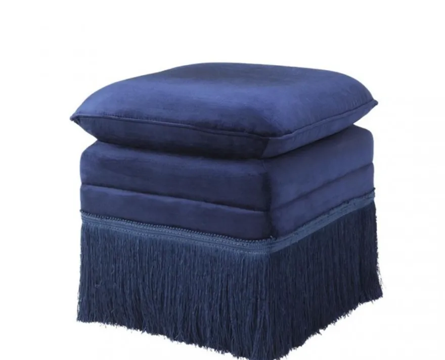 Casa Padrino Luxus Hocker im Barockstil Blau 41 x 41 x H. 42 cm - Eleganter Wohnzimmer Hocker